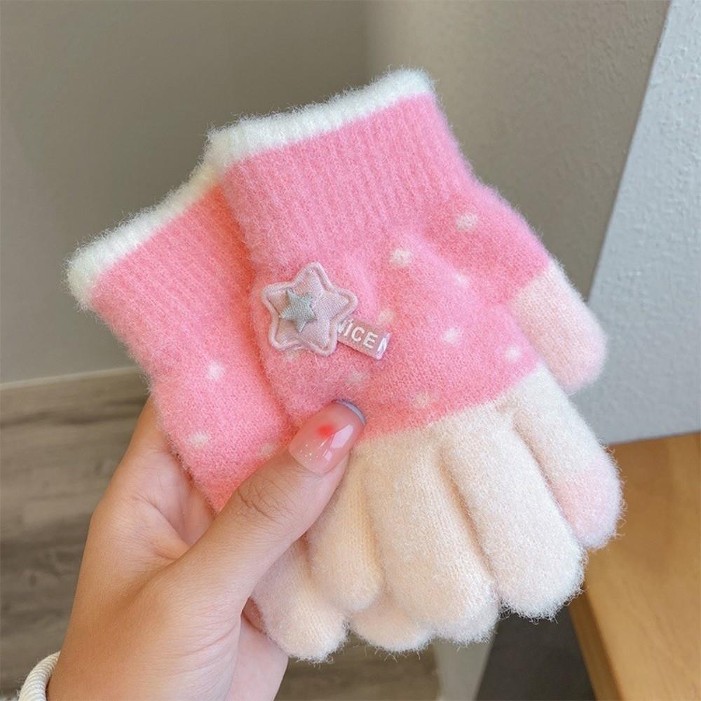 Fashion Cute Cartoon Kids Knitted Gloves Thickened Children Full Fingers Gloves Outdoor Sports Winter Warm Windproof Gloves