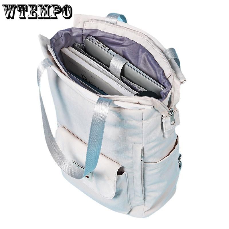 WTEMPO Модная женская сумка через плечо, простой стиль, повседневный рюкзак для ноутбука большой емкости, чистый цвет