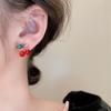 Изысканные Серьги Модные Серьги для Девочек Серьги с Дизайном Сладкой Вишни Универсальные Серебряные Иглы с Инкрустацией Стеклянными Алмазами