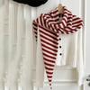 Korean Style Knitted Triangle Scarf Cashmere Winter Shawl Fashion Striped Scarf  Autumn Winter