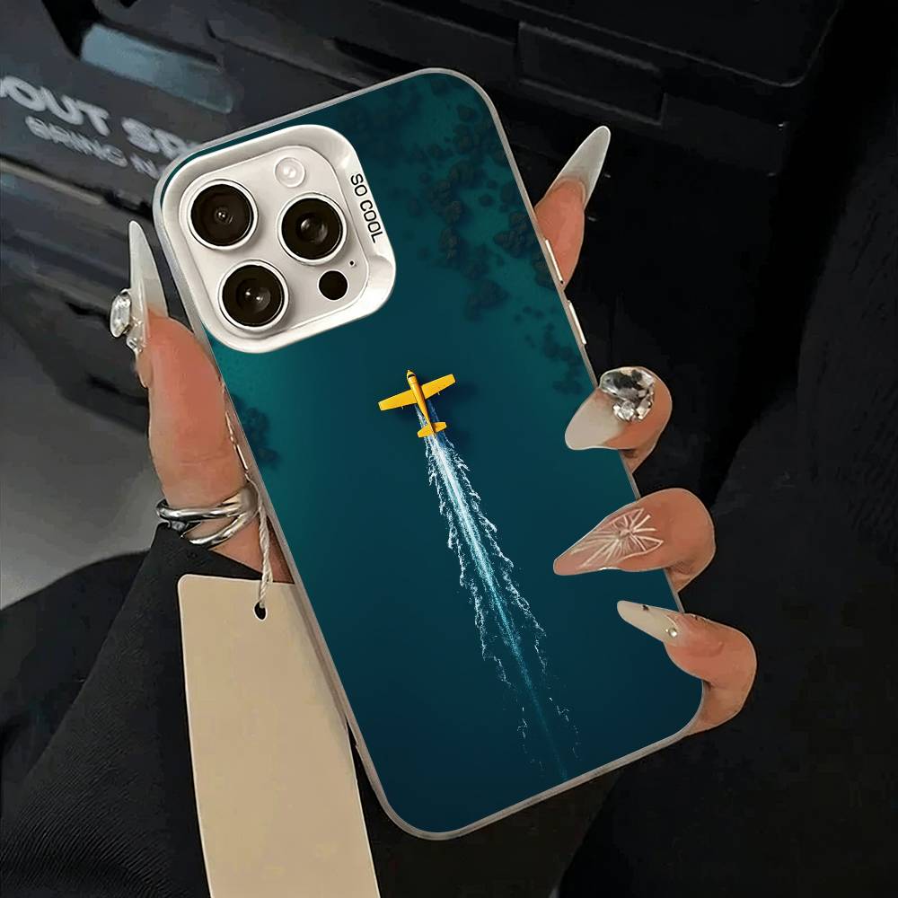 Aircraft & Sky Phone Case For iPhone 17,16,15,14,13,12,11 Plus,Pro Max,XS,white silver phone case