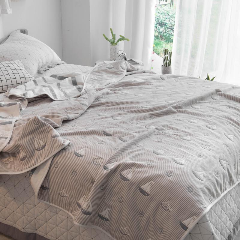 Новое хлопковое шестислойное марлевое одеяло представляет собой одинарное двойное одеяло с кондиционером, хлопковое диванное полотенце, четырехсезонное одеяло для обеденного перерыва.