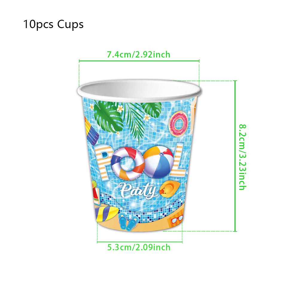 Новый набор посуды для пляжной или бассейновой вечеринки из 51 предмета включает скатерть, тарелки, стаканы, салфетки