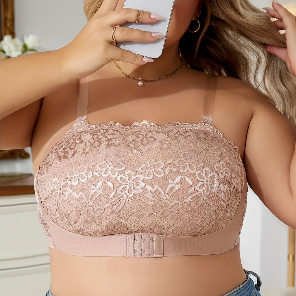 Sexy Lace Back Tube Top with Front Buckle Gathered No Steel Ring Anti-exposure Underwear Bottoming Bra