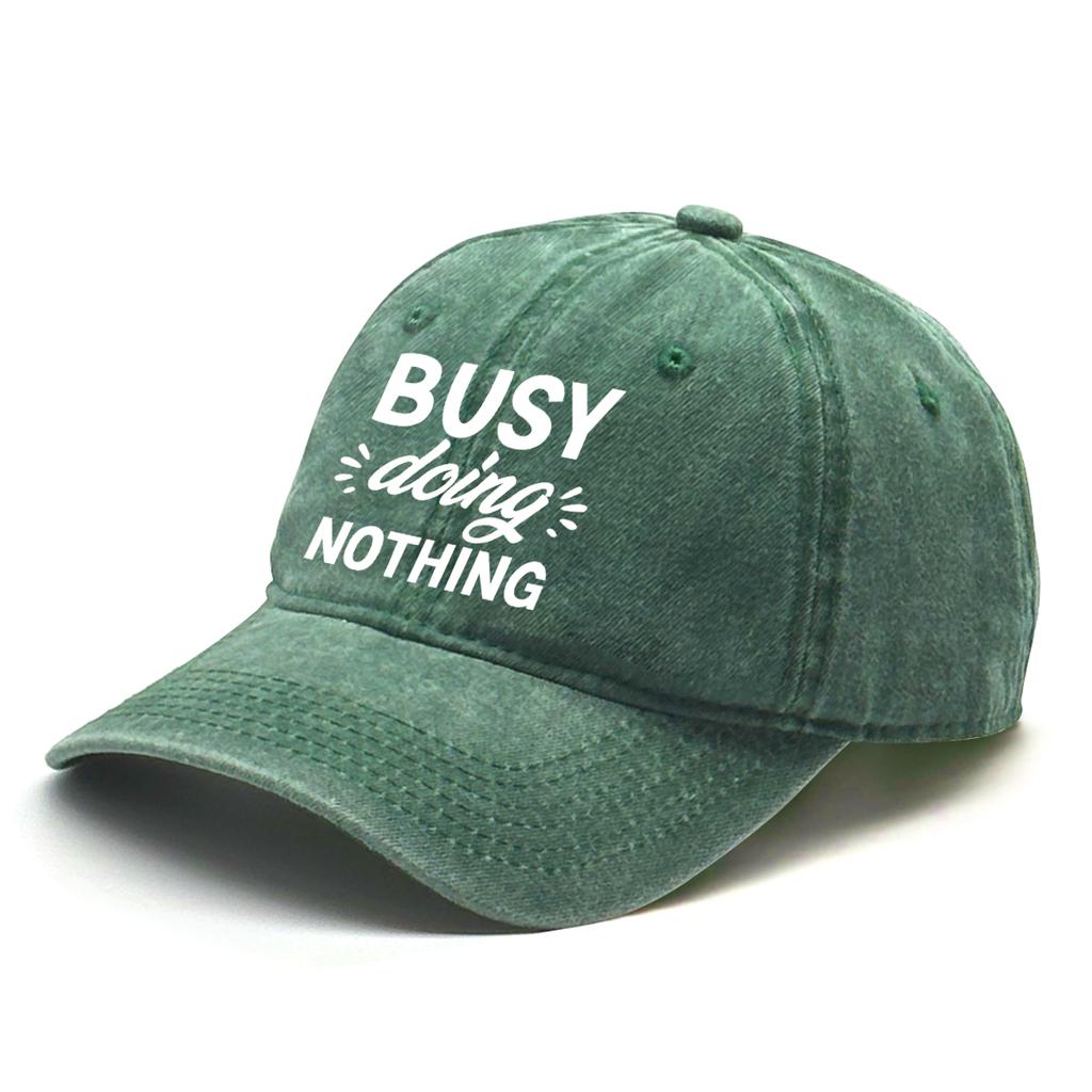 Busy Doing Nothing Unisex Snapback Baseball Hat Caps For Woman Washed Retro Adjustable Baseball Cap Perfect For Street Wear