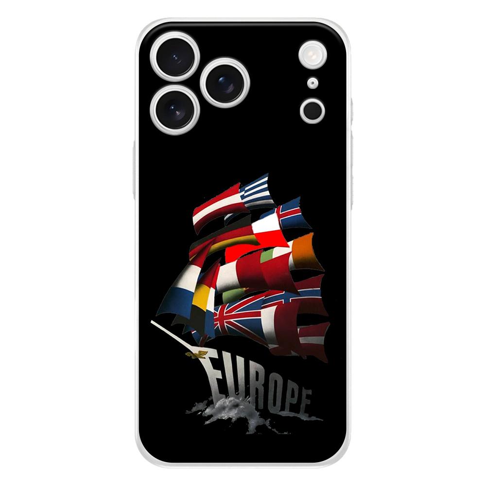 Мягкий прозрачный чехол из ТПУ для телефона iPhone 17 Air 16E 16 11 15 14 Pro MAX 12 13 7 8 Plus SE Пасхальный чехол Защита со всех сторон Флаг ЕС
