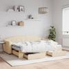 VidaXL Daybed with Trundle and Drawers Cream 80x200 Cm Fabric 3197583