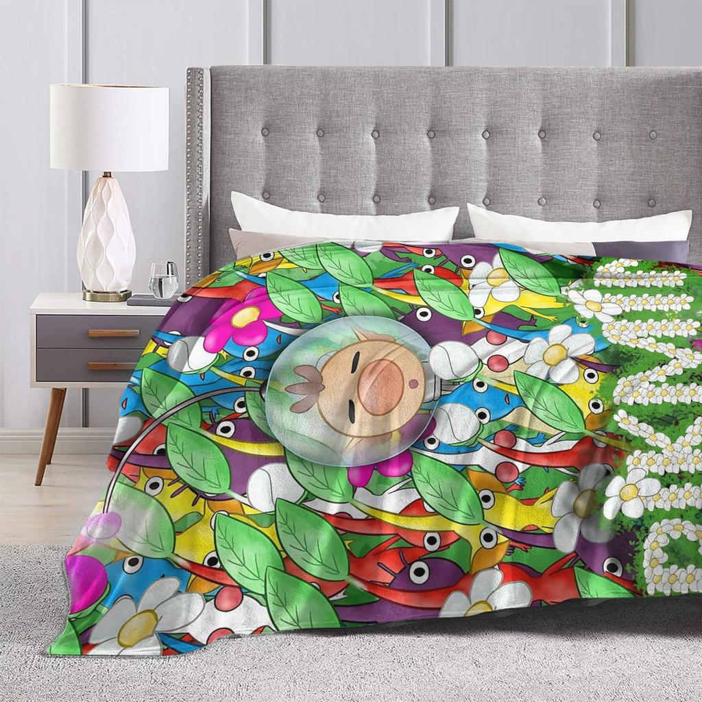 Pikmin Game Blanket Super Soft Fluffy Plush Throw Blanket For Couch Bed Airplane Travel Flannel Bedspread Bed Cover