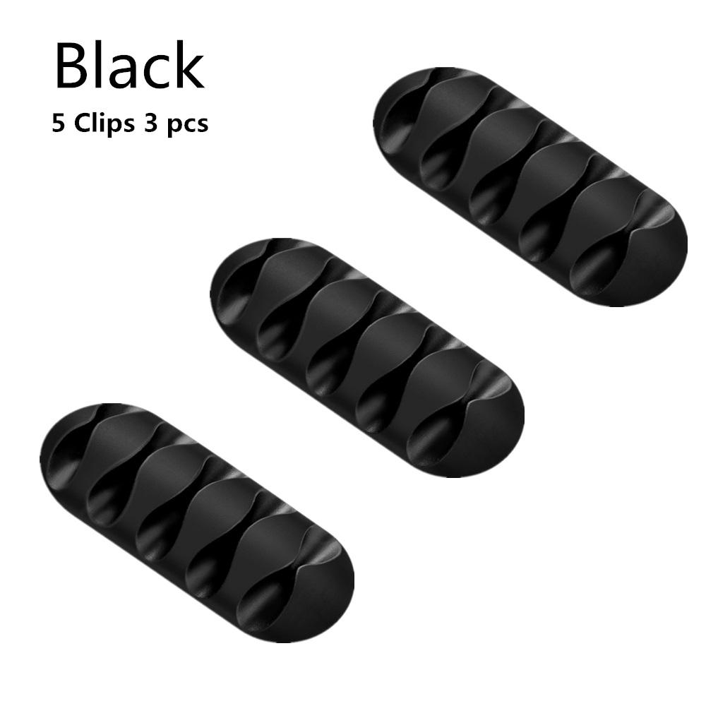 3pcs USB Cable Silicone Organizer Wire Winder Earphone Holder Cord Clip Phone Cables Tie Fixer Wire Management For Office Home
