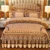 Europe Velvet King Size 4pcs Bedding Set Luxury Comforter Cover Quilted Lace Bedskirt Soft Warm Queen with Two Pillowcases