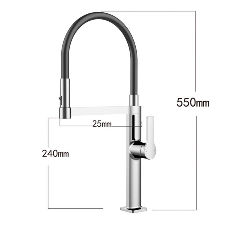 Copper Pull Down Kitchen Sink Faucet Deck Mounted Mixer Tap 360 Degree Rotation Kitchen Sink Hot Cold Taps Crane Gun Gray/Black