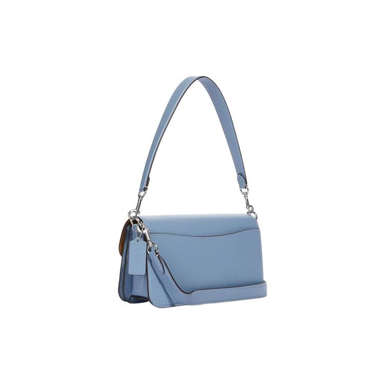Coach Morgan 27 Classic Monogram Buckle Closure Chambray Leather And Fabric Tote Shoulder Bag Medium Women bags Light-Blue CH137-SVM6A