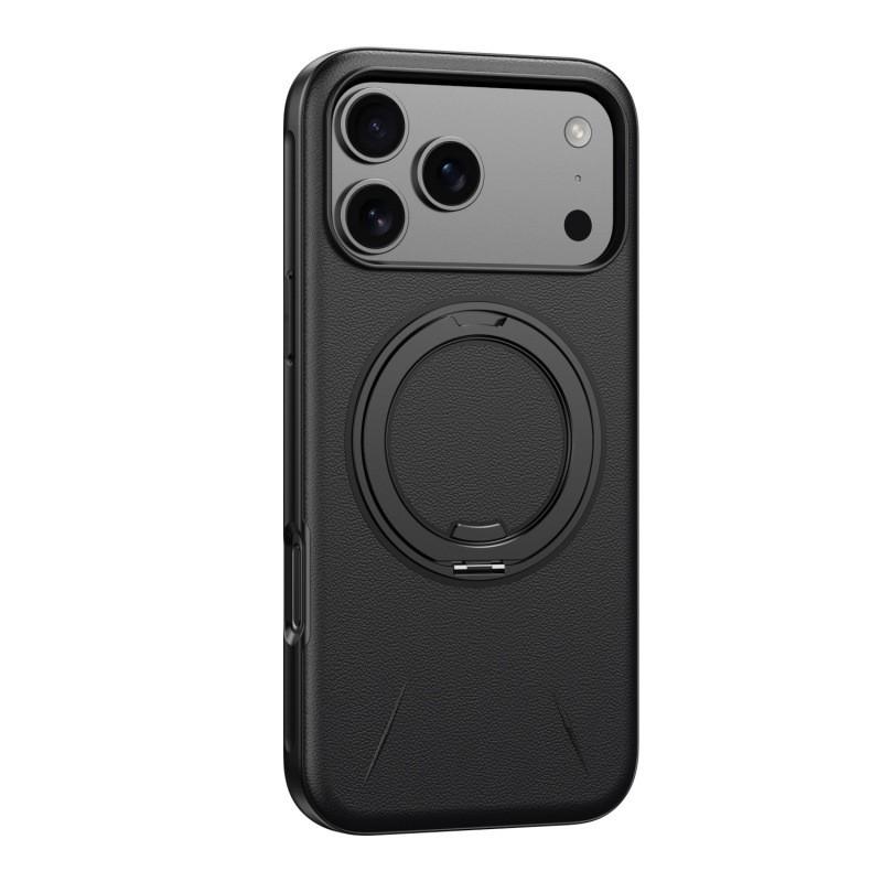 Leather-Style TPU Phone Case IPhone 17 Pro Max With Magnetic Snap Rotating Hidden Stand Shockproof Anti-Fingerprint
