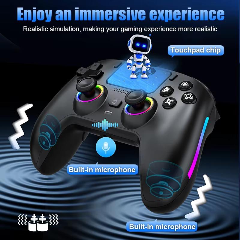 Беспроводной игровой контроллер Saitake Джойстик с RGB-подсветкой и вибромотором Совместимый микрофон для PS5