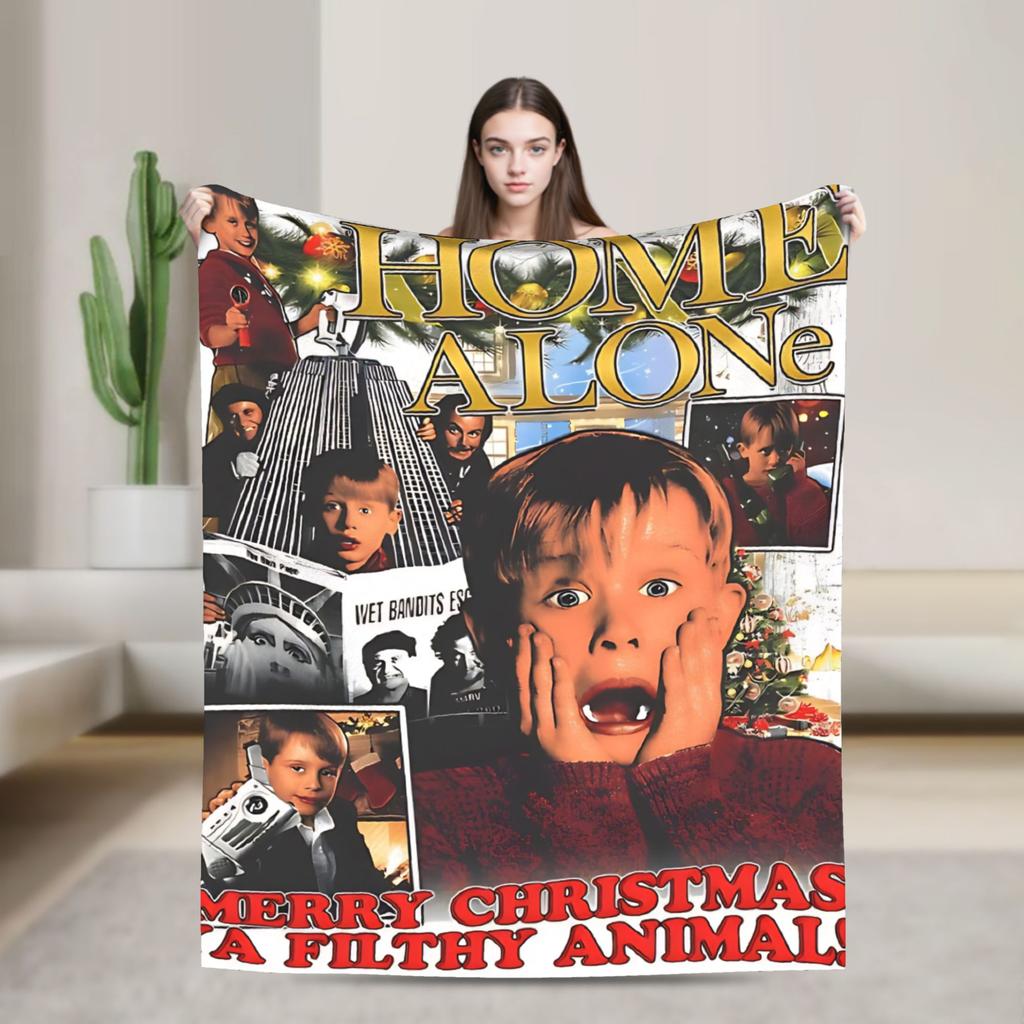 Home Alone Merry Christmas Blanket Quality Warm Soft Throw Blanket Autumn Travel Couch Chair Sofa Bed Funny Bedspread