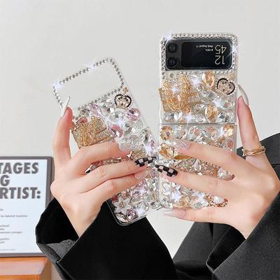 Чехол для мобильного телефона ZFlip6 со стразами и бантом для Samsung ZFlip4, роскошный складной экран ZFlip7 откидной