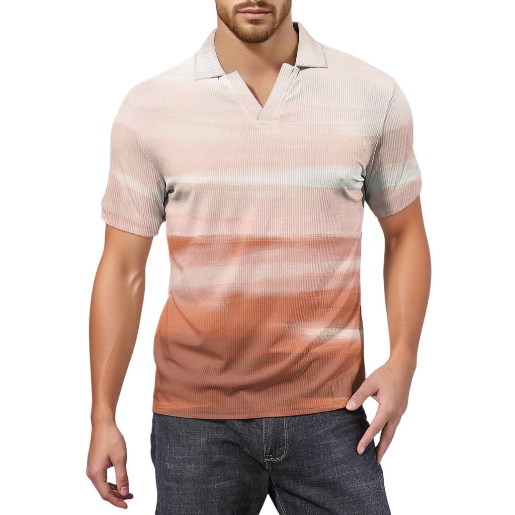 Мужская модная футболка для гольфа с коротким рукавом и V-образным вырезом