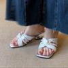 Fashion Wedge One-Word Square-Toe Slippers 2025 Temperament Fashion New Outside Summer Sandals