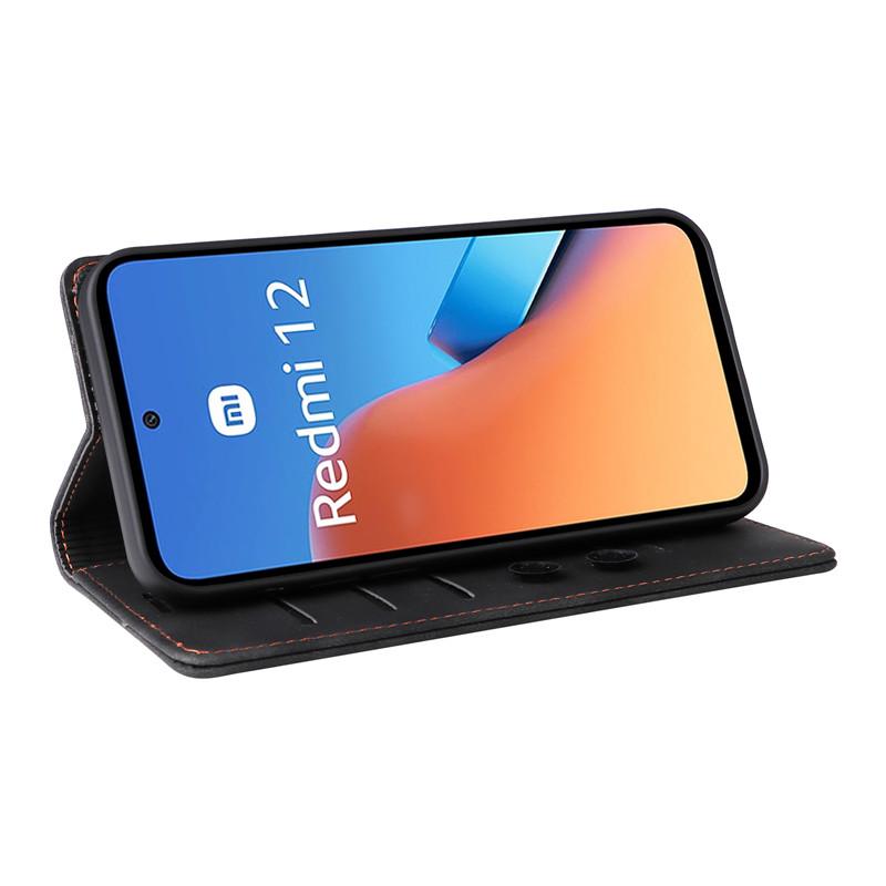Кожаный чехол-книжка на для Xiaomi Redmi 12 4G 12C 10C 10 2022 Prime 13C 5G Чехол Присоска Кожаная Подставка Защитные сумки для телефона