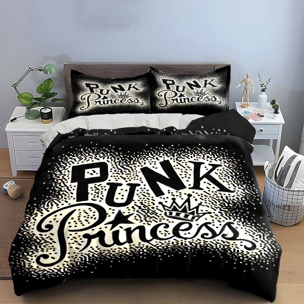 Punk Princess Crown Design Bedding Duvet Cover Set Duvet Cover Pillowcases  (1*Duvet Cover 2*Pillowcases, without duvet insert)