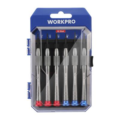 Набор прецизионных отверток WORKPRO, специальные часы, магнитный чехол для хранения инструментов на батарейках для ПК, в комплекте, 6, отвертка, отвертка, отвертка,