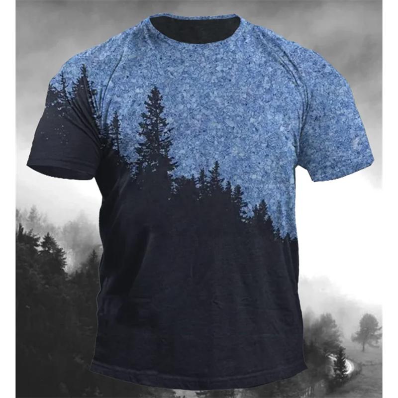 Винтажные футболки с 3D-принтом в виде дерева, свободные, оверсайз, модные, спортивные топы, уличные, повседневные мужские футболки