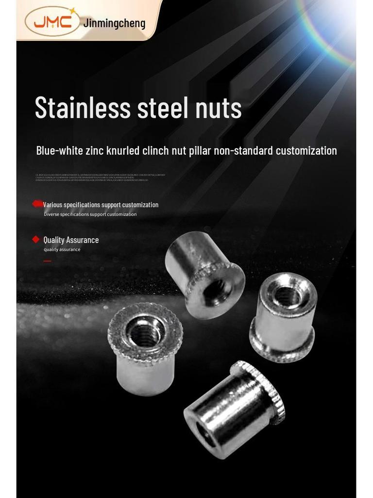 Сине-белый цинкованный накатанный заклепочный гайка-стойка со сквозным шпилькой (Винт GE)