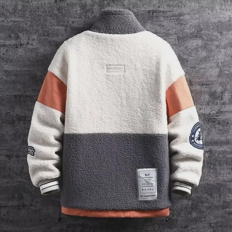 Мужская куртка из овчины трансбордера: Новый стиль осень/зима, плотная, теплая, верхняя одежда, сочетающаяся по цвету, индивидуальный дизайн.