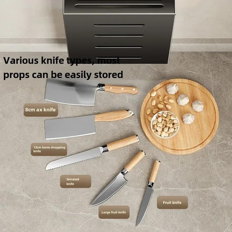 Держатель для кухонных ножей из нержавеющей стали, подставка для хранения ножей, настенный ящик для хранения, подставка для бытовых ножей, без перфорации