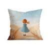 Rural Little Girl Digital Print Cushion Cover Peach Skin Velvet Room Home Sofa Living Office Car Simplicity Pillow Cover