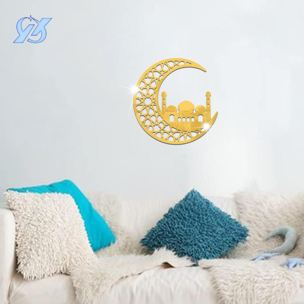 Креативные зеркальные акриловые настенные наклейки полая луна украшение спальни украшение гостиной настенные наклейки