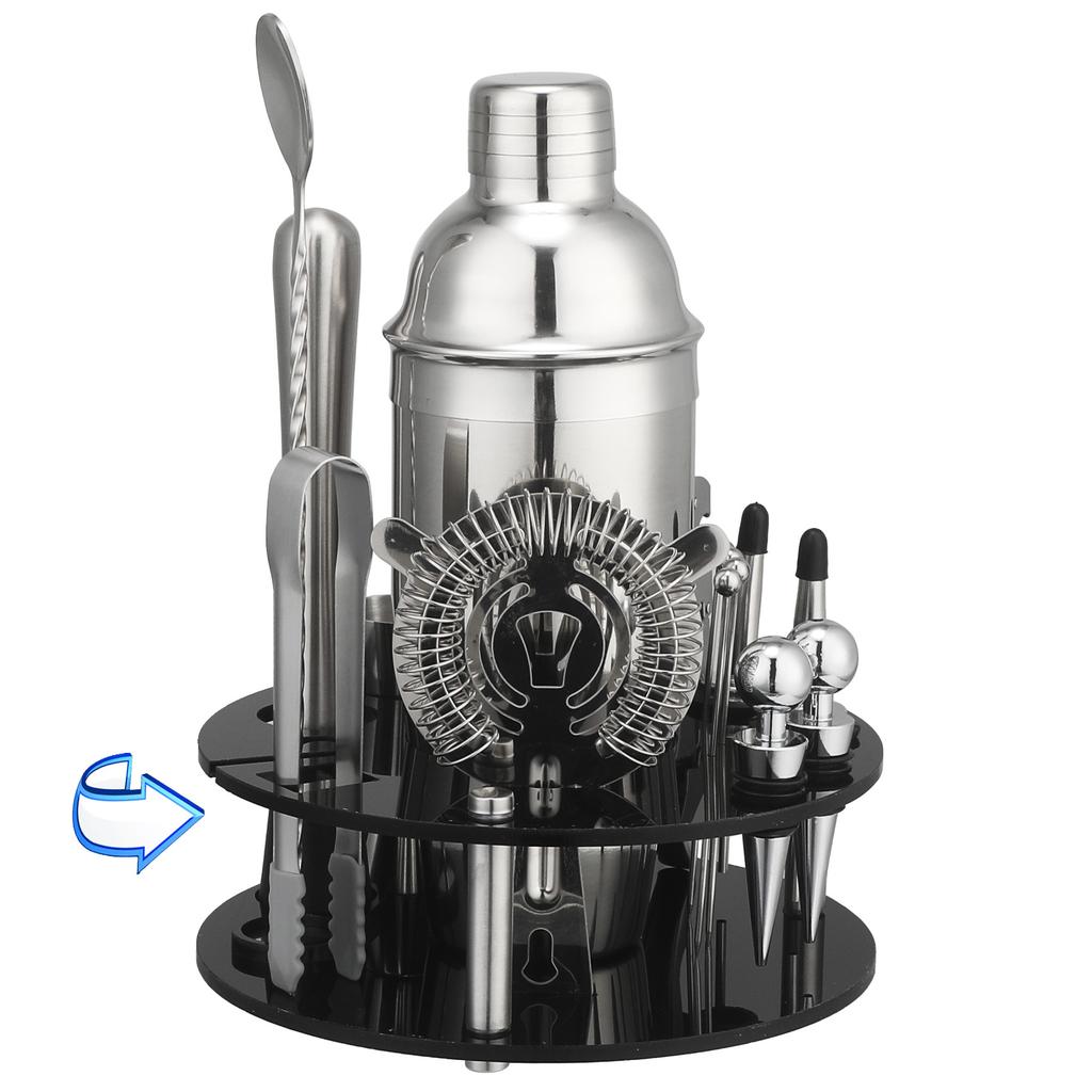 Набор шейкеров для коктейлей начального уровня Барный шейкер Ручной стакан Вращающаяся стойка для хранения Полный набор инструментов для бармена