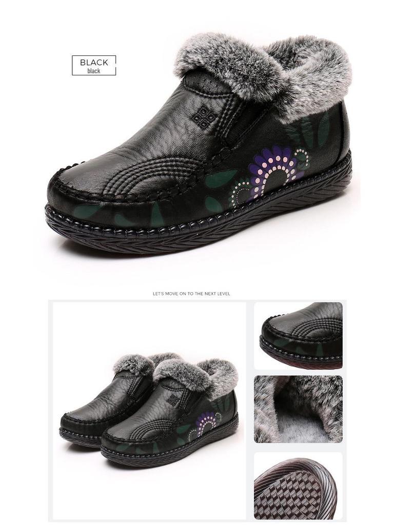 Теплая зимняя обувь с бархатной подкладкой для женщин среднего и пожилого возраста - легкие, мягкие, нескользящие ботинки из ткани Old Beijing
