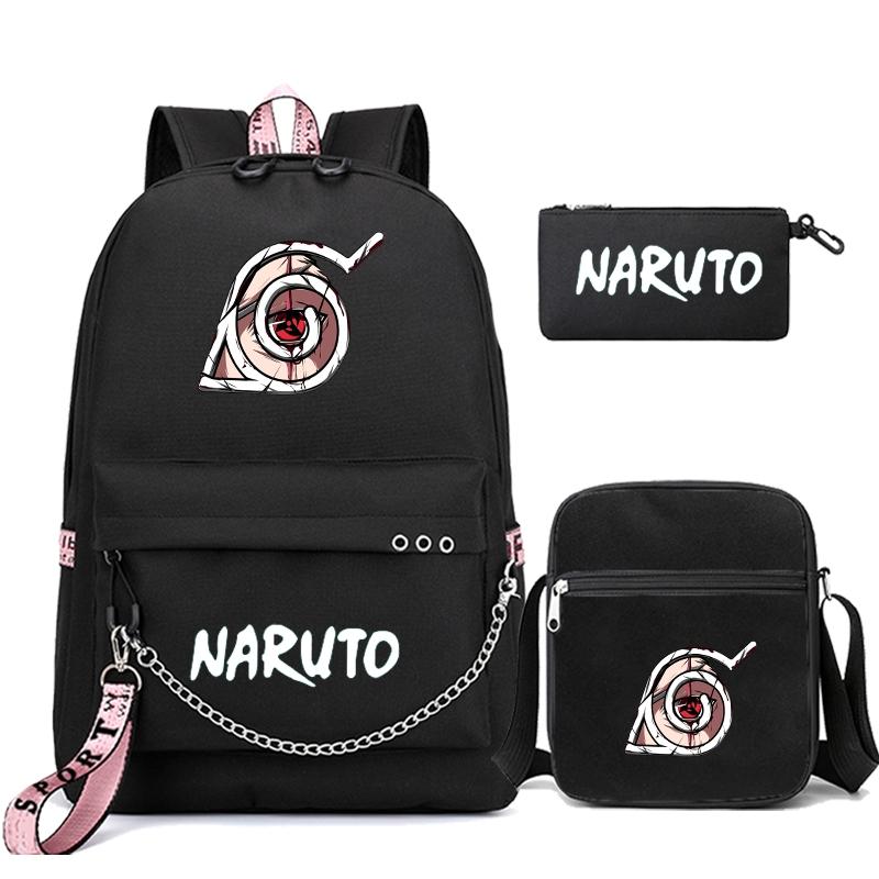 3 шт./компл. рюкзак аниме «Наруто» для мальчиков и девочек, школьная сумка, школьный рюкзак Kawaii, сумка для мужчин и женщин, дорожная сумка для отдыха
