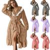 Women's Hooded Fleece Dressing Gown Women's Bathrobe Lightweight House Coat Long Bathrobe Plush