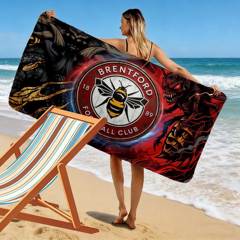 Brentford Print Beach Towel, Large Soft Quick Dry Towel for Beach Camping Swimming