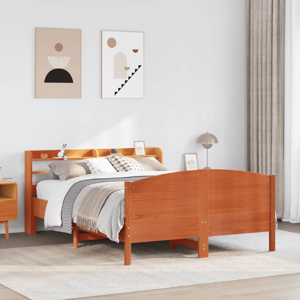 Solid Wood Bed without Mattress Wax Brown 120 x 190 cm Pine Wood