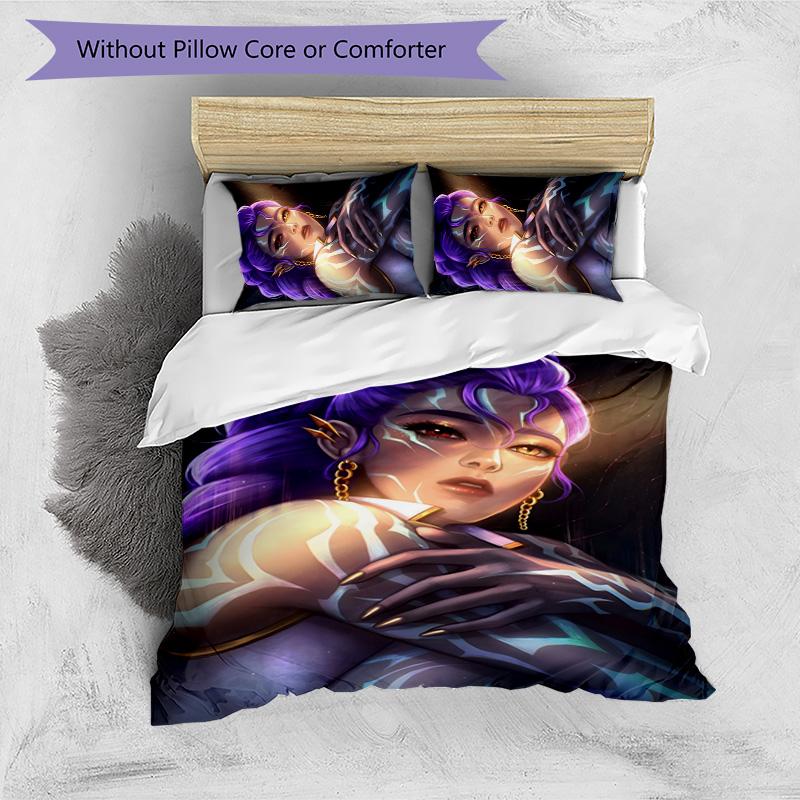 KPOP Hunter 3pcs Bedding Set Duvet Cover Closure Includes 1 Duvet Cover & 2 Pillowcases for All Seasons Bedroom Home Dorm Decor