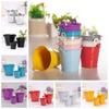 Tinplate Flower Barrel Miniatures Pastoral Tinplate Water Bucket Iron Flower Pot  Kids Toy