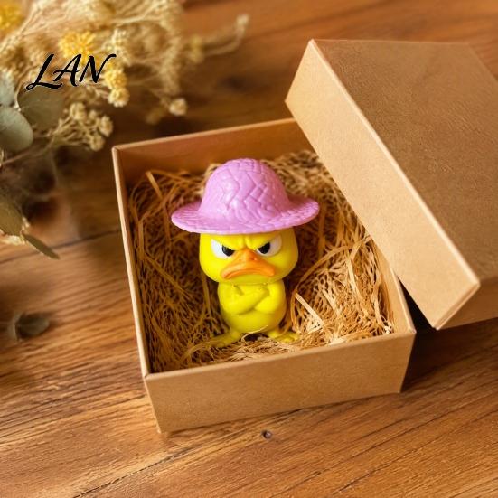 Compact Ornament for Monitor Stand 4Pcs 3D Printed Angry Duck Figurines, Mini Grumpy with Straw Hat, Collectible Figurine Desk Enthusiasts Cute