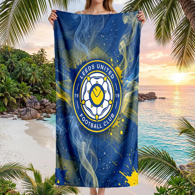 Пляжное полотенце Leeds United Football Мягкое из микрофибры Летнее полотенце Быстросохнущее Впитывающее полотенце для пляжа Бассейна Путешествий