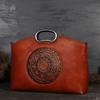 Genuine Leather Women Clutch Bag Vintage Totem Embossing Ladies Handbags Shoulder Bags Crossbody Bags GZW