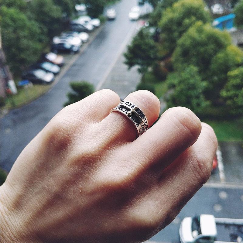 Ретро Кольцо Граффити Крест Для Мужчин Женщин Панк Готика Регулируемое Кольцо Ручной Работы Рок Хип-хоп Унисекс Циркон Аксессуары Мужской Подарок