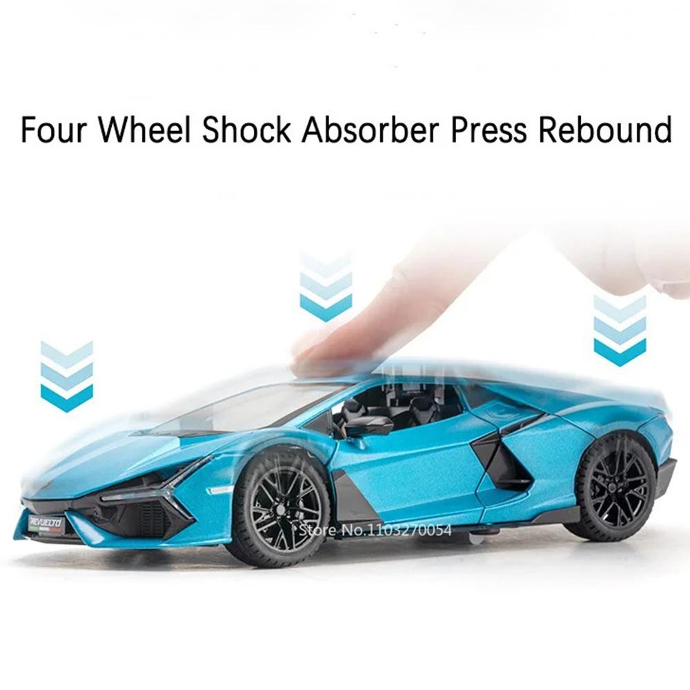 1:24 Revuelto Sports Car Toy Model Alloy Diecast Music Light Supercar Doors Opened Vehicle Models Collection Gifts for Boys