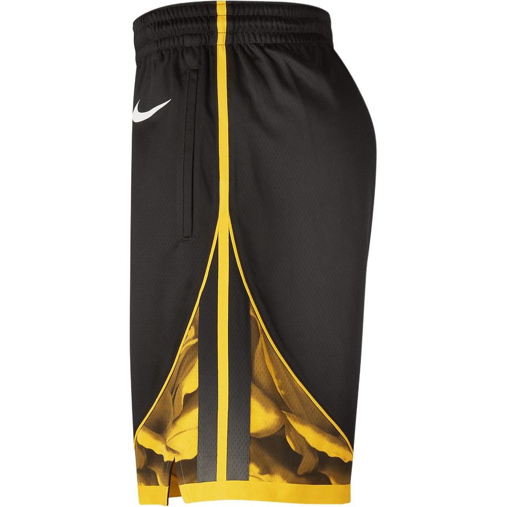 Nike Шорты баскетбольные прямые мужские шорты NBA Golden State Warriors City Edition с цветным логотипом и принтом в виде блока, черные DO9657-010
