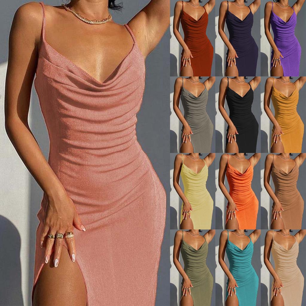 Женские модные сексуальные блестящие трикотажные однотонные жилеты с боковыми разрезами, облегающие платья