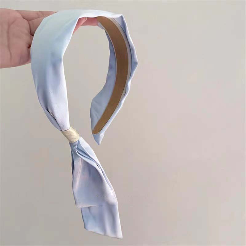 Винтажные ленточные банты, резинки для волос для женщин, девушек, элегантные однотонные банты, темпераментные широкие обручи для волос, аксессуары для головных уборов