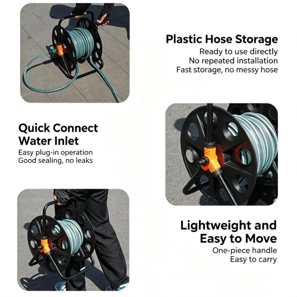 Heavy Duty Hose Storage Reel durable Space Saving Water Pipe Storage Rack Multi-Purpose Collapsible Handle