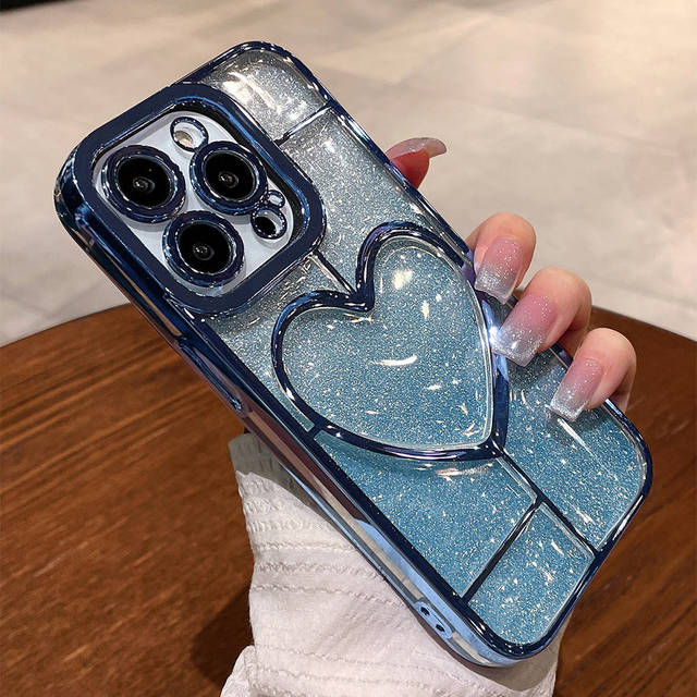 Сияющий блестящий мягкий чехол для телефона для Iphone 14 13 12 11 Pro Max 14plus 14pro Max противоударный прозрачный бампер Love Heart Cover