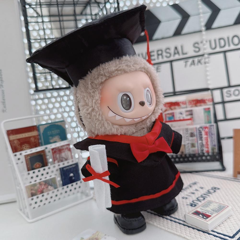 Для 17см Куклы Лабубу Одежда Модная одежда Докторская мантия Платья Подбор цвета Выпускная шляпа Бакалаврская шляпа Аксессуары для кукол Милое украшение